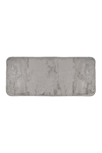 divendi-ro Decorative velvety carpet with rabbit fur look, inside with non-slip surface, 140x60 cm, gray