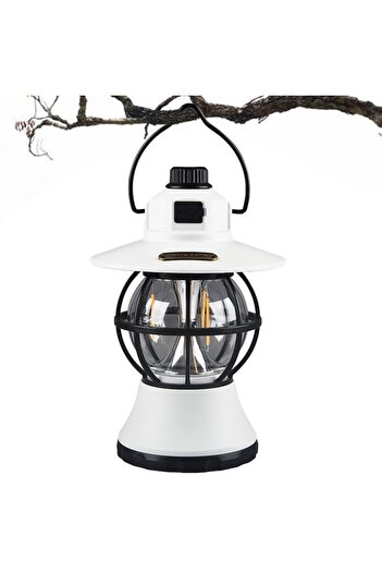 SOFAL Retro Portable Camping Lamp Vintage LED, 1200mAh Rechargeable, 20 cm, White