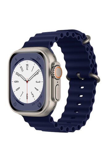 Bibilel Silicone Strap for Apple Watch 1-8-SE, 42-49 mm, Breathe In, Navy Blue, KOF-BBL6957