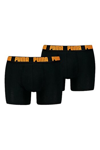 Puma Set of Boxers with Logo Band at Waist - 2 Pairs, Black, Orange, S