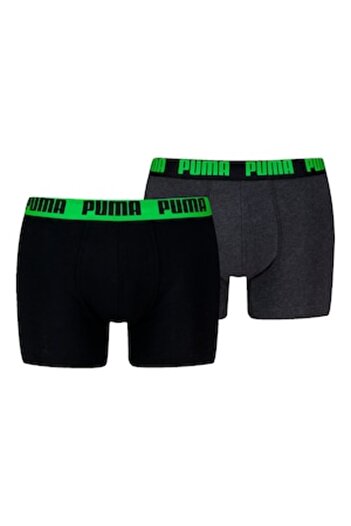 Puma - Set of boxers with logo waistband - 2 pairs, Black, Dark Gray Melange, M