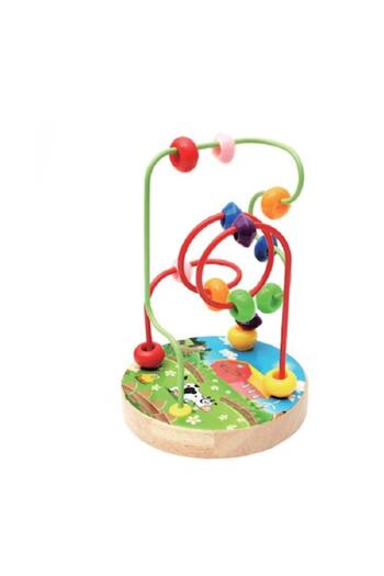 Bibilel Educational wooden base toy, motric labyrinth, colorful plastic beads