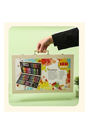 Flippy 180 Piece Drawing and Painting Set, Flippy, Wooden Briefcase Type, Multicolor