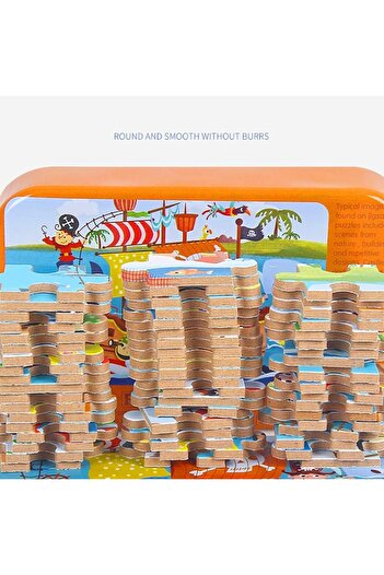 Flippy Puzzle 60 Pieces Wooden in Metal Box, Flippy, Submarine Model, Educational, Cognitive Skills Develop