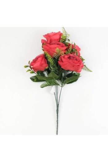 OEM Artificial Rose Bouquet, PVC/Textile 35 cm Red