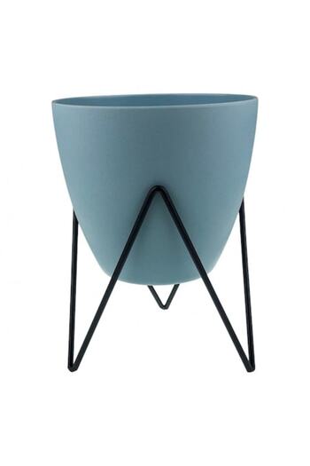 OEM Vase-type pot, plastic/iron 16x22 cm duck egg green