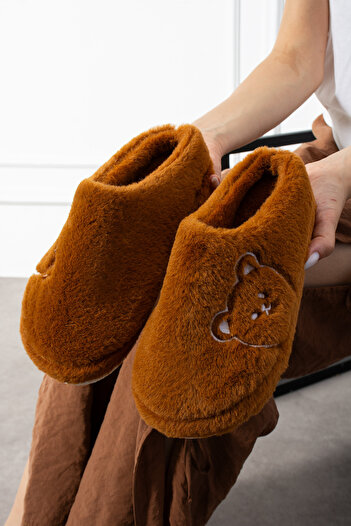 SWORD Teddy Bear Patterned Embroidered |   Winter Unisex House Slippers |   Non-Slip Base