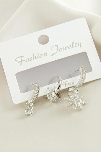 feryal 3 Pieces Star Zircon Stone Earrings