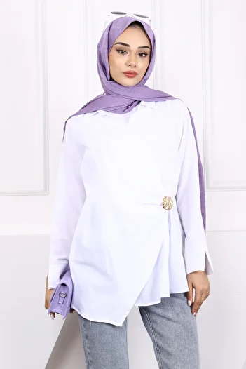 İmajButik White Buckle Detailed Kimono