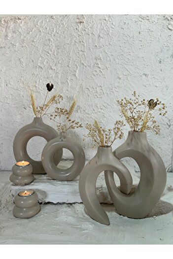 Zigzag Home Decorative 6 Piece Vase and Candle Holder Set /Ring Vase, Ivy Lover Vase, Tealight Candle Holder Set
