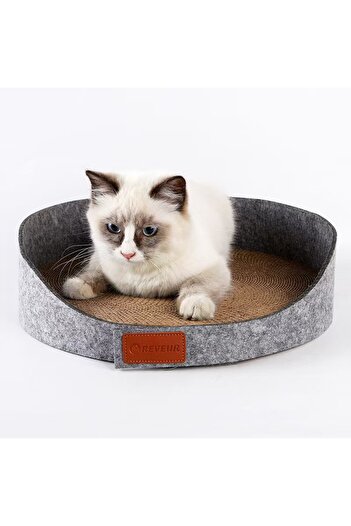 TaoTaoPets لوح خدش للقطط من الورق المقوى، وسادات خدش أنيقة على شكل تاج للقطط (رمادي)