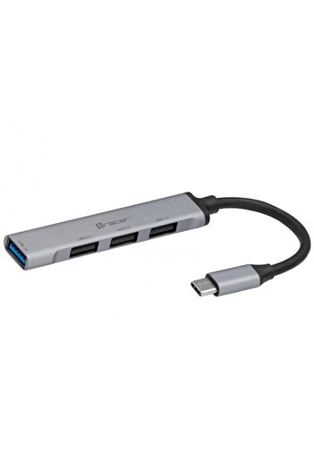 Tracer Hub H40, TRACER, Aluminiu, 4 porturi, 1 x USB 3.0, 3 x USB 2.0, Cu USB-C, Gri/Negru