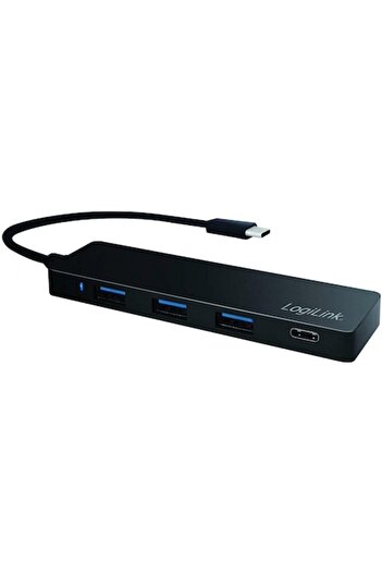 LogiLink Hub USB UA0311, USB Tip-C, 4 porturi, USB 3.0, negru