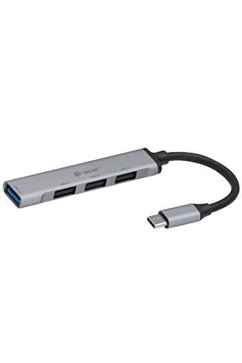 Tracer Hub H40, TRACER, Aluminiu, 4 porturi, 1 x USB 3.0, 3 x USB 2.0, Cu USB-C, Gri/Negru