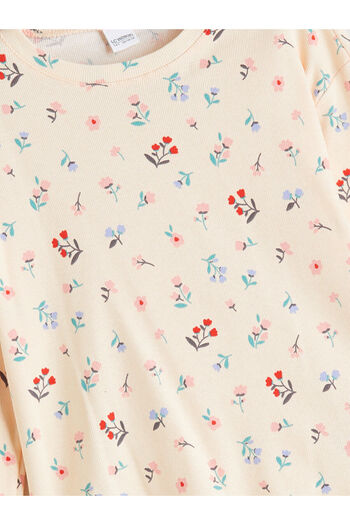LC Waikiki Bisiklet Yaka Çiçekli Kız Çocuk Pijama Takımı