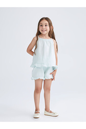 LC Waikiki Embroidered Girl's Blouse and Shorts 2-Piece