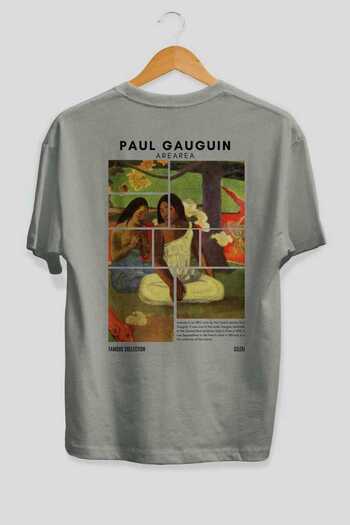 Ankhises Paul Gauguin Arearea Back Printed Oversize T-shirt Ανδρικό Γυναικείο Βαμβακερό μπλουζάκι με λαιμόκοψη