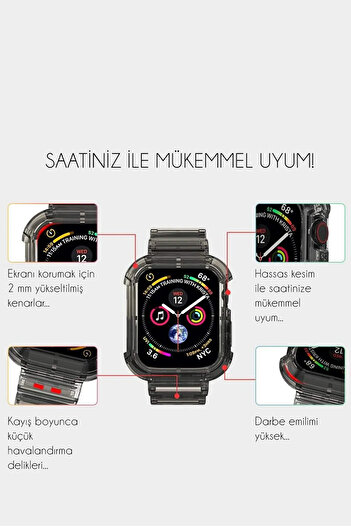 Nezih Case Apple Watch Seri 10 46mm Uyumlu Silikon Kordon ve Kasa Koruyucu
