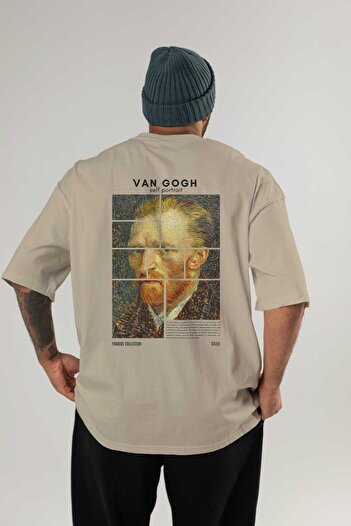 Ankhises Van Gogh Self Portrait Back Printed Oversize T-shirt Ανδρικό Γυναικείο Βαμβακερό μπλουζάκι με λαιμόκοψη