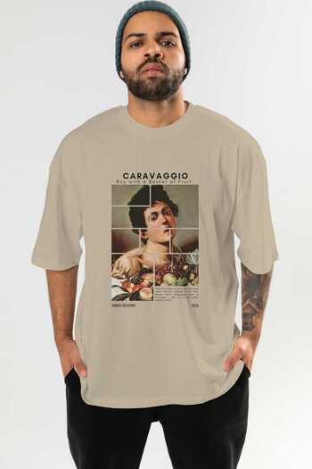 Ankhises Caravaggio Boy μπροστινό εμπριμέ μπλουζάκι Oversize Ανδρικό Γυναικείο Βαμβακερό μπλουζάκι με λαιμόκοψη