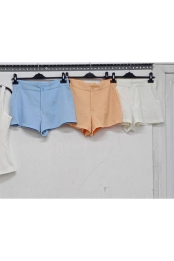 MODAGK High Waist Fabric Pocket Detailed Mini Shorts