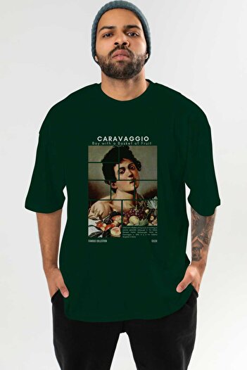 Ankhises Caravaggio Boy μπροστινό εμπριμέ μπλουζάκι Oversize Ανδρικό Γυναικείο Βαμβακερό μπλουζάκι με λαιμόκοψη