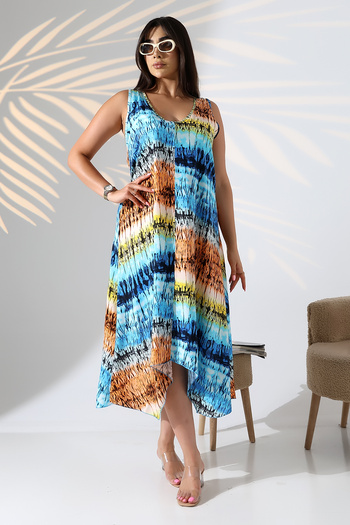 LadyMina Pijama Summer Plus Size Suspender Viscose Dress