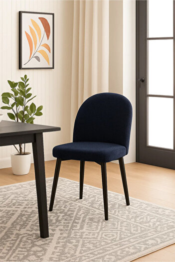Generic Velvet Dining Chair with Modern Elegant Design and Sturdy Legs - Blue