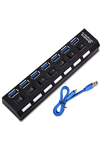 Choice 7 Port Black Multi Ports USB HUB 3.0 4/7 Ports Portable Super Speed 5Gbps Multiple USB Port Expander