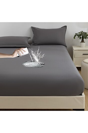 Choice 160x200cm Black ash 1PC waterproof soft skin frosting solid color bed cap dust cover Mattress cover
