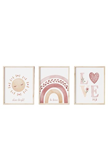 Choice 30x40cm No Frame 04 Bohemian Style Rainbow Series Canvas Painting Pink Sun Love Heart Cosy Wall Art