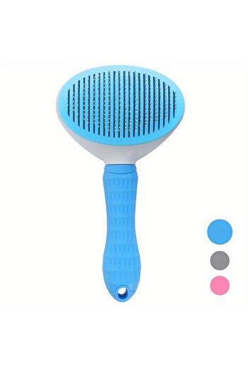 Choice1 Fine-needle comb Blue One-Click Pet Hair Removal Comb for Effortless Grooming of Dogs and Cats - Flo