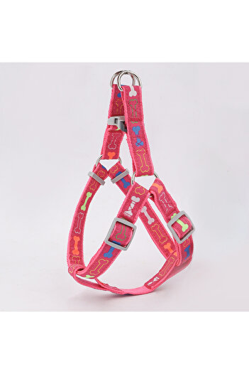 Choice S Pink A colorful bone tripod pet dog harness for indoor and outdoor use