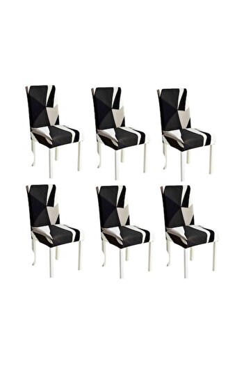 OEM Set 6 huse universale pentru scaune din poliester cu model elegant, MS STAR, alb negru