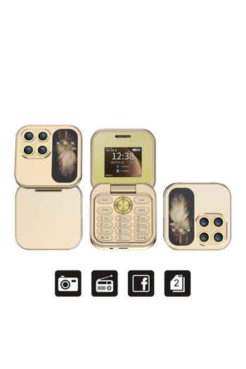 Choice Gold SERVO I17 Mini Foldable Small Mobile Phone 1.77-inch Screen Magic Voice 2G Double SIM Card Slot
