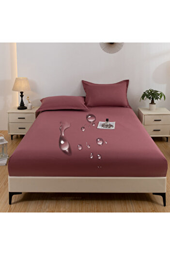 Choice 140x200cm Deep Bean Paste 1PC waterproof soft skin frosting solid color bed cap dust cover Mattress