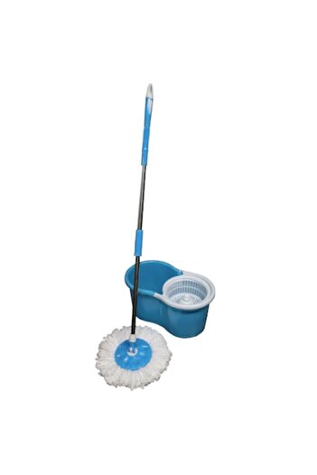 OEM Mop din microfibre rotativ, cu 2 rezerve, fara pedala, galeata cu storcator, albastru