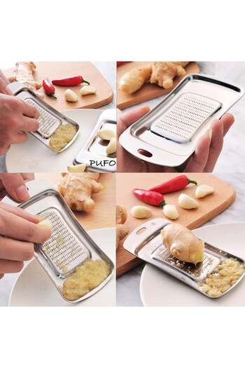 PUFO Gingery metal grater ideal for ginger, garlic, horseradish, 13.5 cm, silver