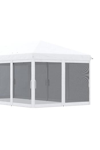 Mercaton Terrace or garden pavilion with metal frame and anti-insect net, black and white, 5.85x2.95x2.70