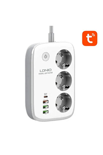 LDNIO Smart WIFI extension cord SEW3452, 3 sockets, 3 X USB-A, 1X USB-C, 30W, 2m, fast charging Q
