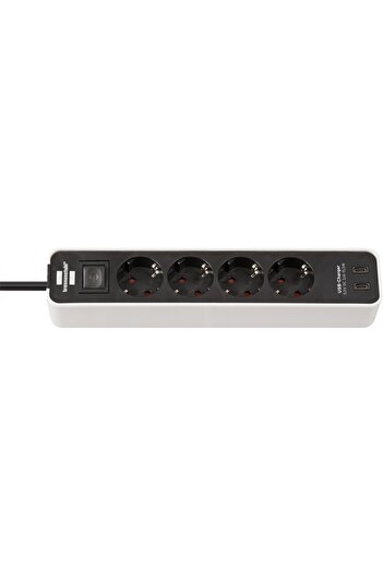 Brennenstuhl Ecolor Extension Cord 4 Outlets, 2xUSB-C, 1.5m Black White