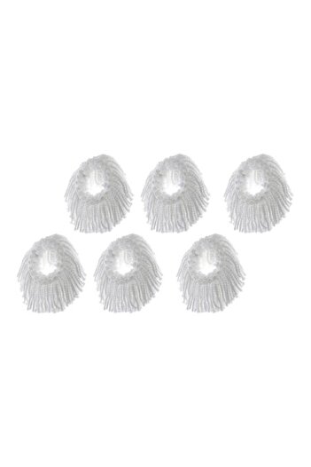 bigshot Set 6 x Microfiber Replacement for Rotative Mop Bigshot, Plastic Clamp Diameter 16 cm, White