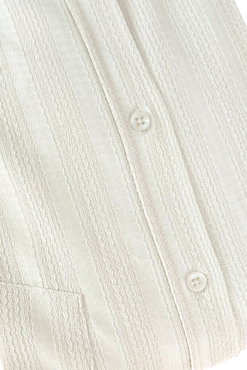 Varetta Men's Shirt Cream Lycra Long Sleeve Pocket Comfortable Fit Draped Cotton Daily Stylish Model