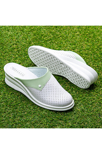 Tellus Clogs 50-16, White-Green - 40