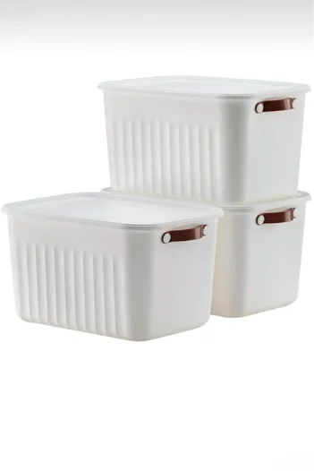 Bayev 3-Piece White 20 Lt Boxsis Set Mega Size Multi-Purpose Box with Lid Cabinet Organizer Organizer-Hobby Box