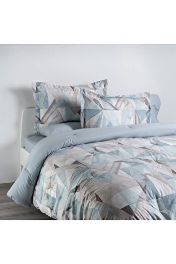 Cottage microfiber teal geo 6pc full comforter set, 160*240cm