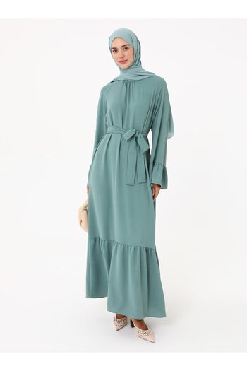 Refka Φόρεμα Hijab με λουράκι με λεπτομέρεια βολάν στο μανίκι - Çağla -