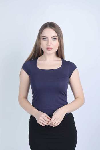 Nichii Women's Fitted Cotton Blouse with Round Neck