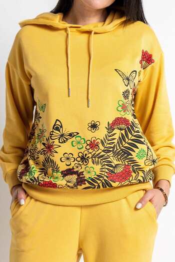 Nichii Floral Long Sleeve Hoodie Blouse