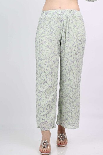 Nichii Women's Long Wide Floral Print Trousers
